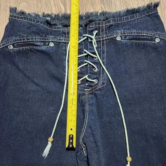 Vintage Y2K dark wash flared lace-up jeans size 26 ✦ Industry Supply Co ✦ - Picture 7 of 8